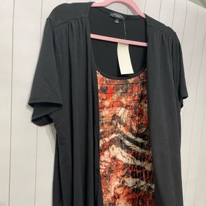 Black blouse animal print size 1X